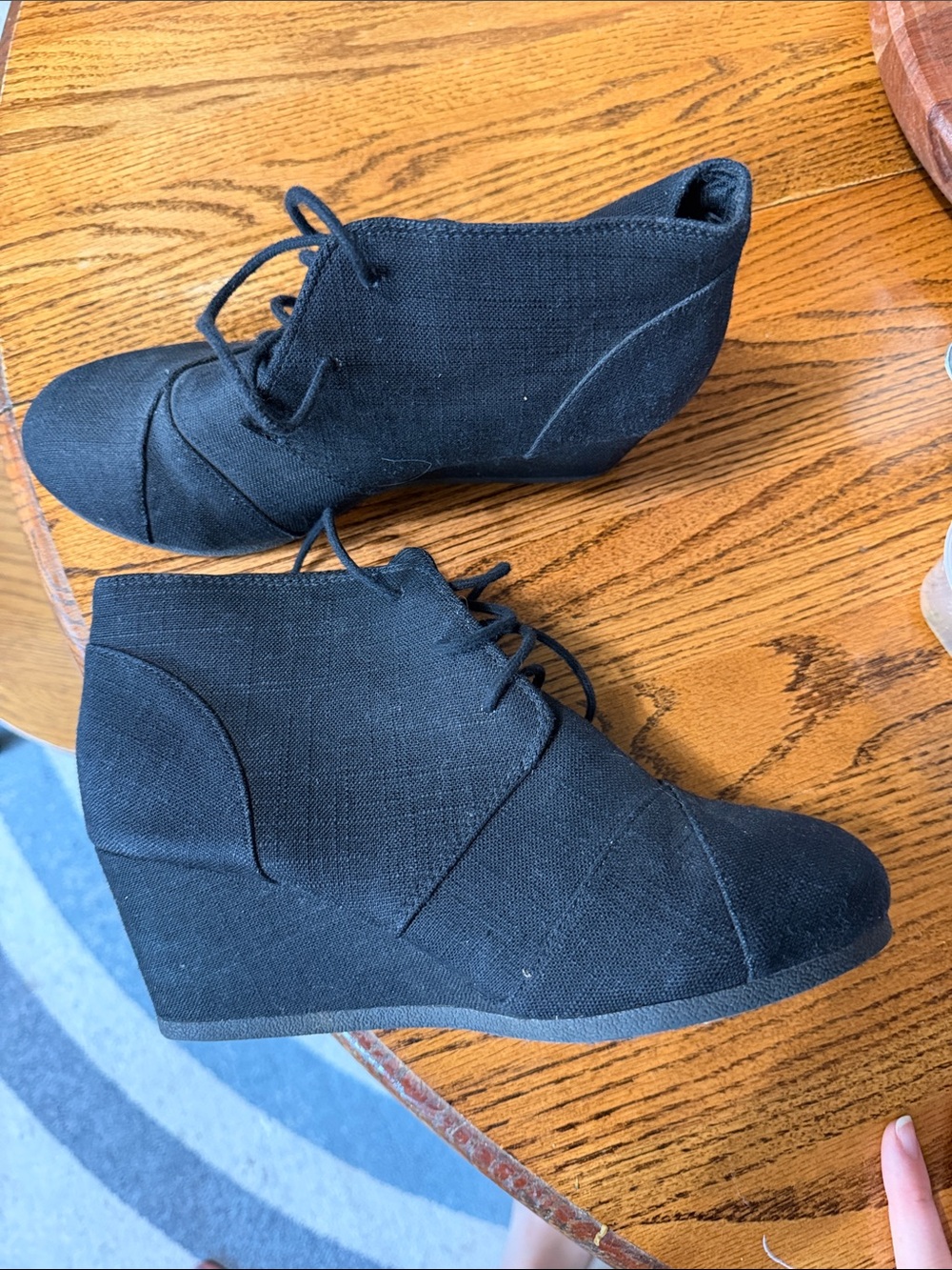 Maurices Black Lace-Up Wedge Booties
